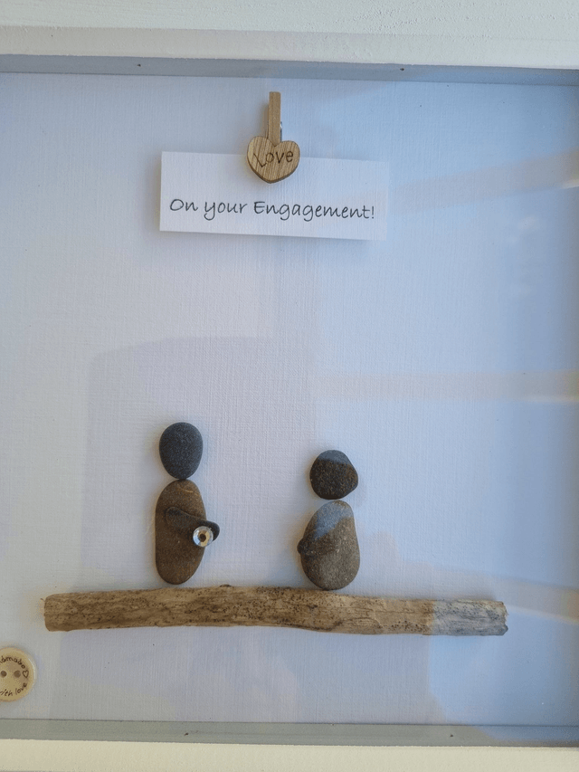 Irish, Hand Crafted, Personalised Engagement Pebble Art Picture