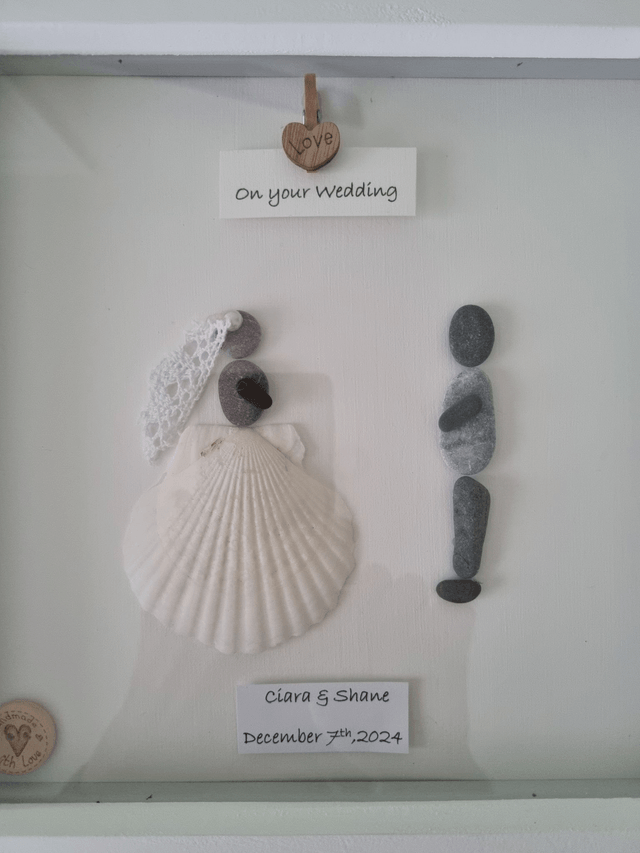 Irish Hand Crafted, Wedding  Pebble Art Wedding Picture