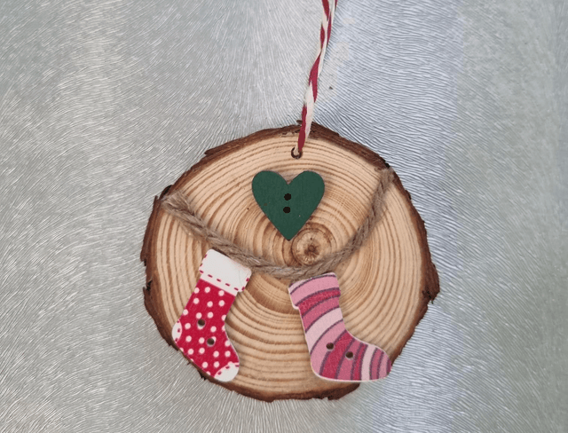 Hand Crafted Christmas Tree decorations with stockings