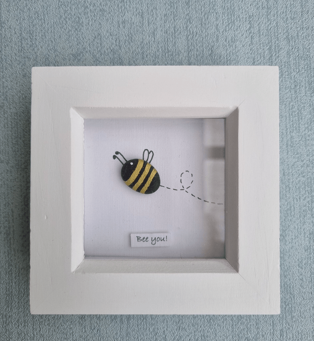 'Bee You' Irish Hand Crafted Pebble Art Bee Picture