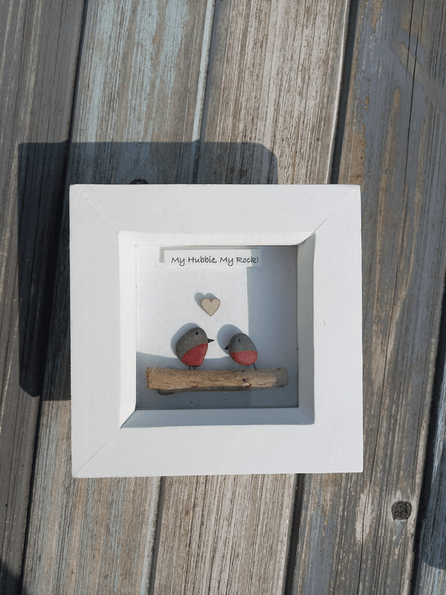 Irish, Handcrafted,  Small Irish Pebble Art frame for Husband