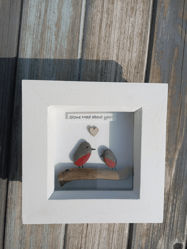 Irish, Hand Crafted, Pebble Art Picture  with caption &#039;Stone Mad about you&#039; 